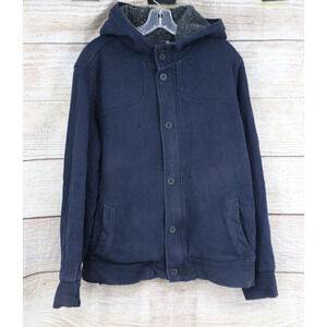 Y2K Gap Mens Size Large Full Zip Knit Jacket with Hood Navy Blue